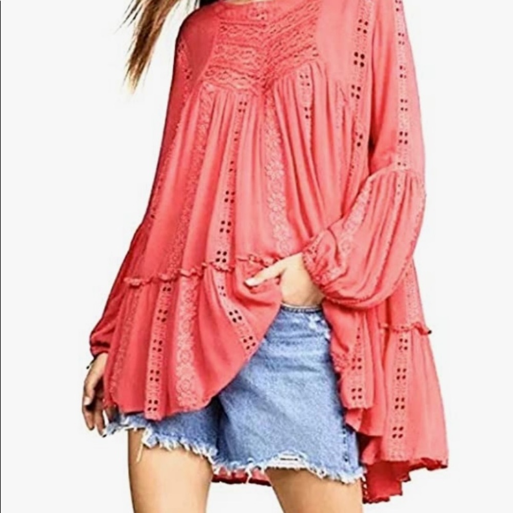 Free People Kiss Kiss Tunic - Color Sweetest Pink Size Small NWOT